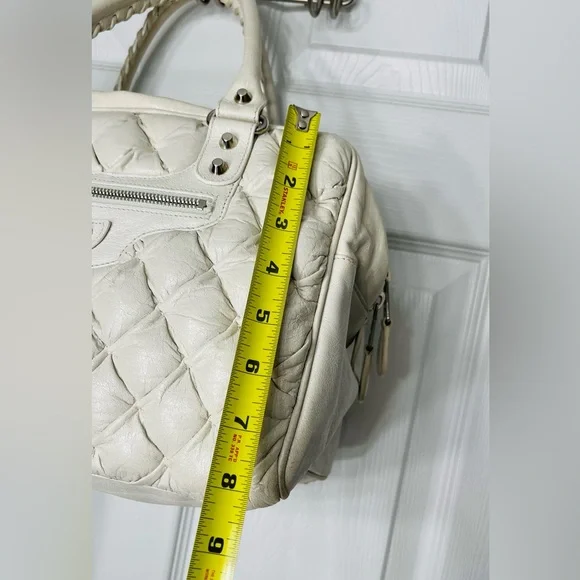Balenciaga White Quilted Satchel with Pouch